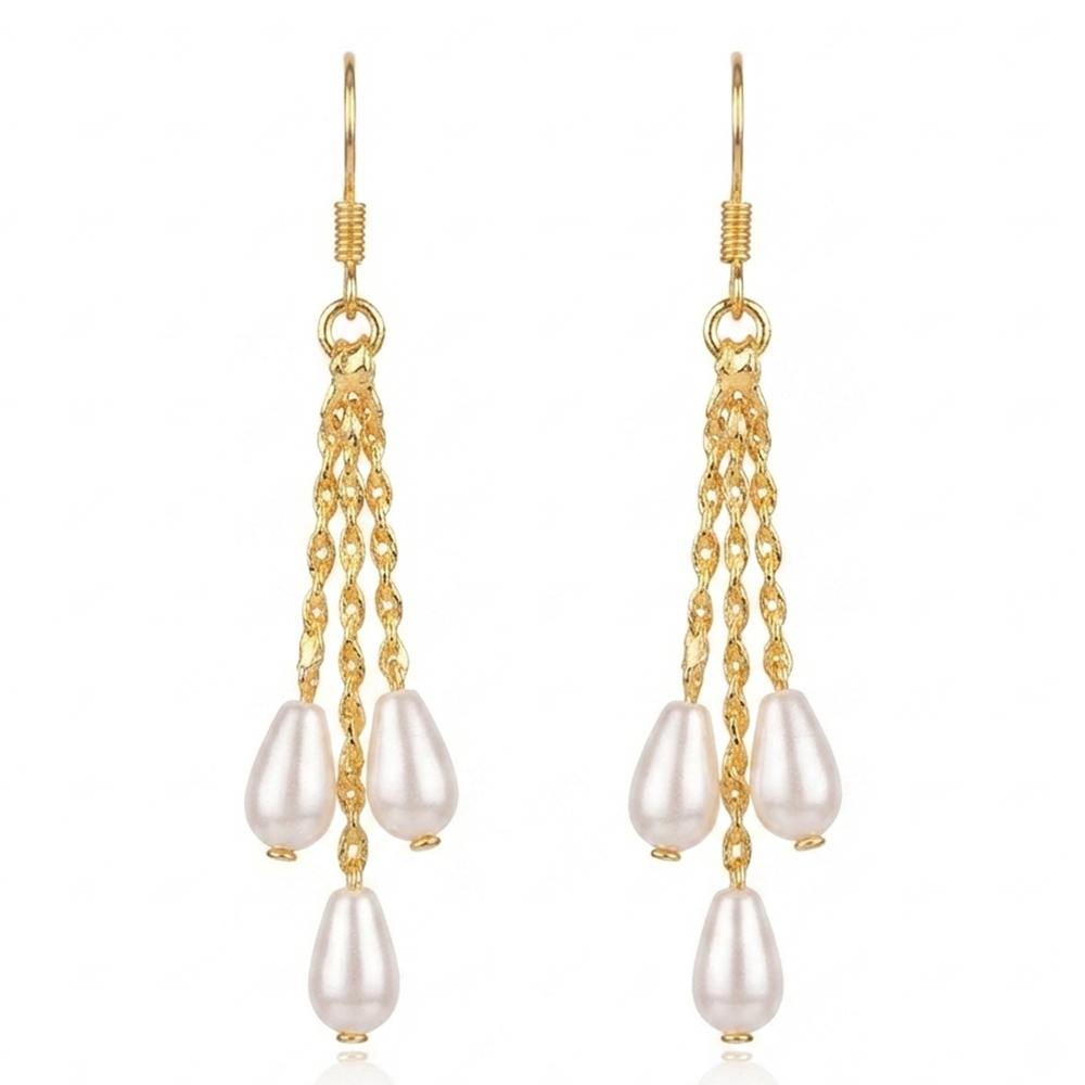 The99Jewel Magnificent Gold Plated Pearl Dangler Earrings for Women