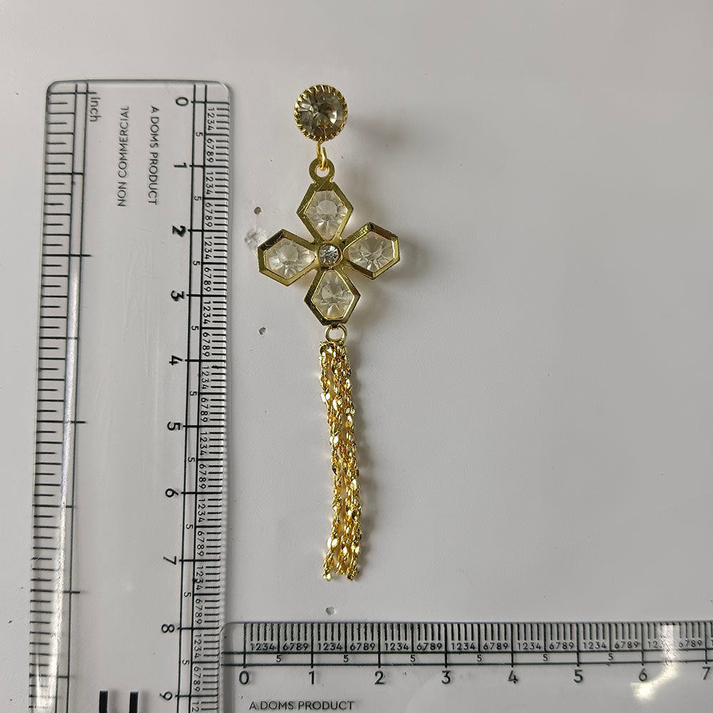 The99Jewel Magnificent Gold Plated Floral Shape Dangler Earrings With Crystal Stone for Women