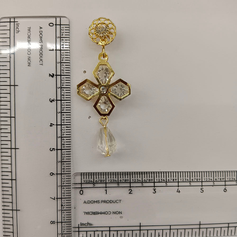 The99Jewel Magnificent Gold Plated Floral Shape Dangler Earrings With Crystal Stone for Women