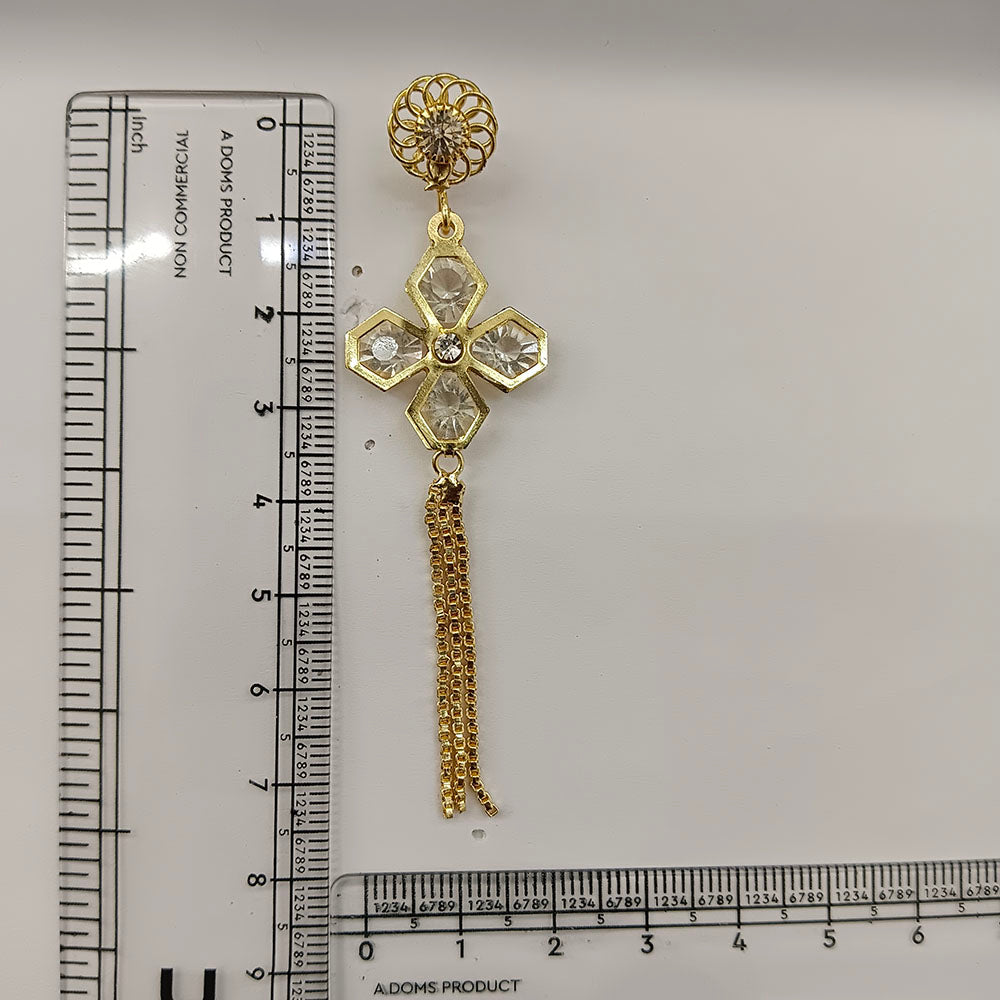 The99Jewel Magnificent Gold Plated Floral Shape Dangler Earrings With Crystal Stone for Women