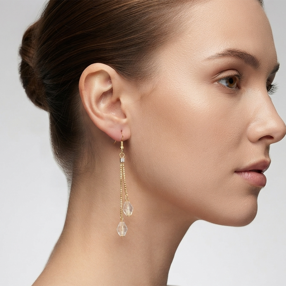 The99Jewel Magnificent Gold Plated Crystal Stone Dangler Earrings for Women