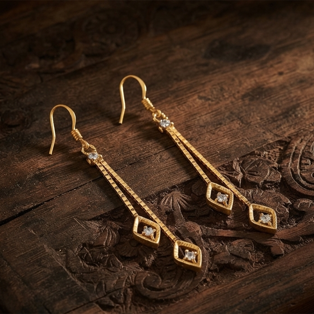 The99Jewel Magnificent Gold Plated Crystal Stone Dangler Earrings for Women