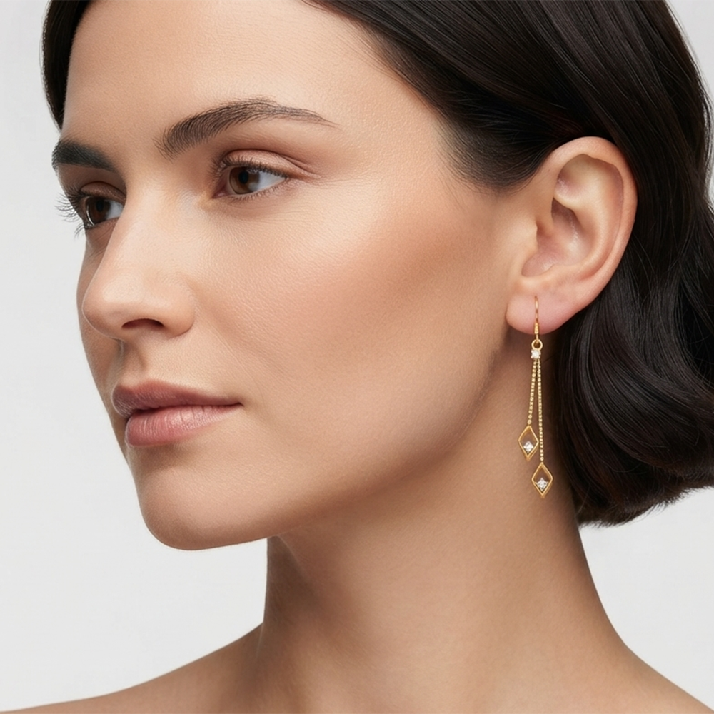 The99Jewel Magnificent Gold Plated Crystal Stone Dangler Earrings for Women