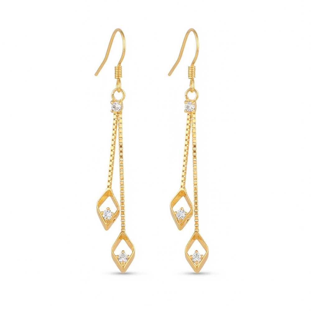 The99Jewel Magnificent Gold Plated Crystal Stone Dangler Earrings for Women