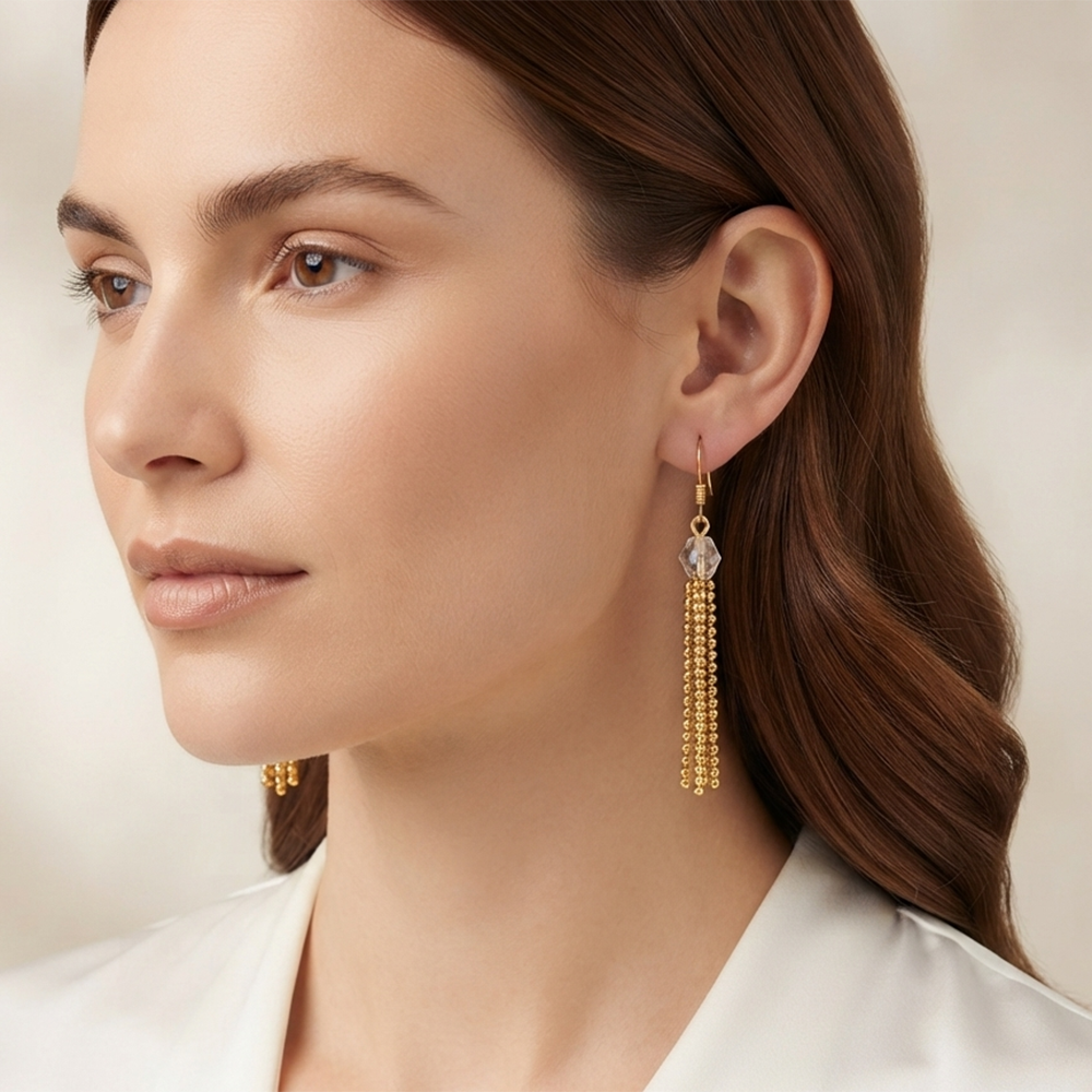 The99Jewel Magnificent Gold Plated Crystal Stone Dangler Earrings for Women