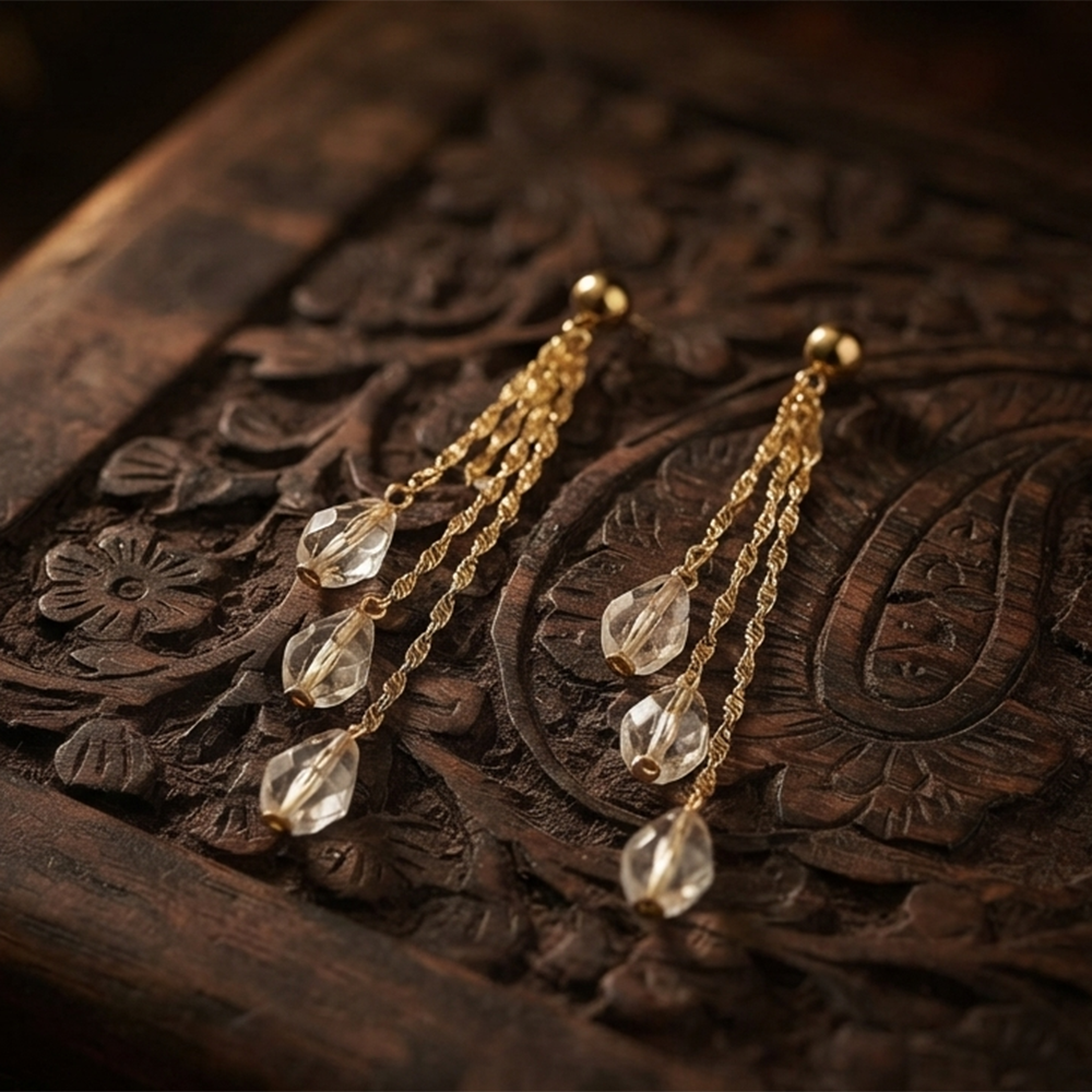 The99Jewel Magnificent Gold Plated Crystal Stone Dangler Earrings for Women