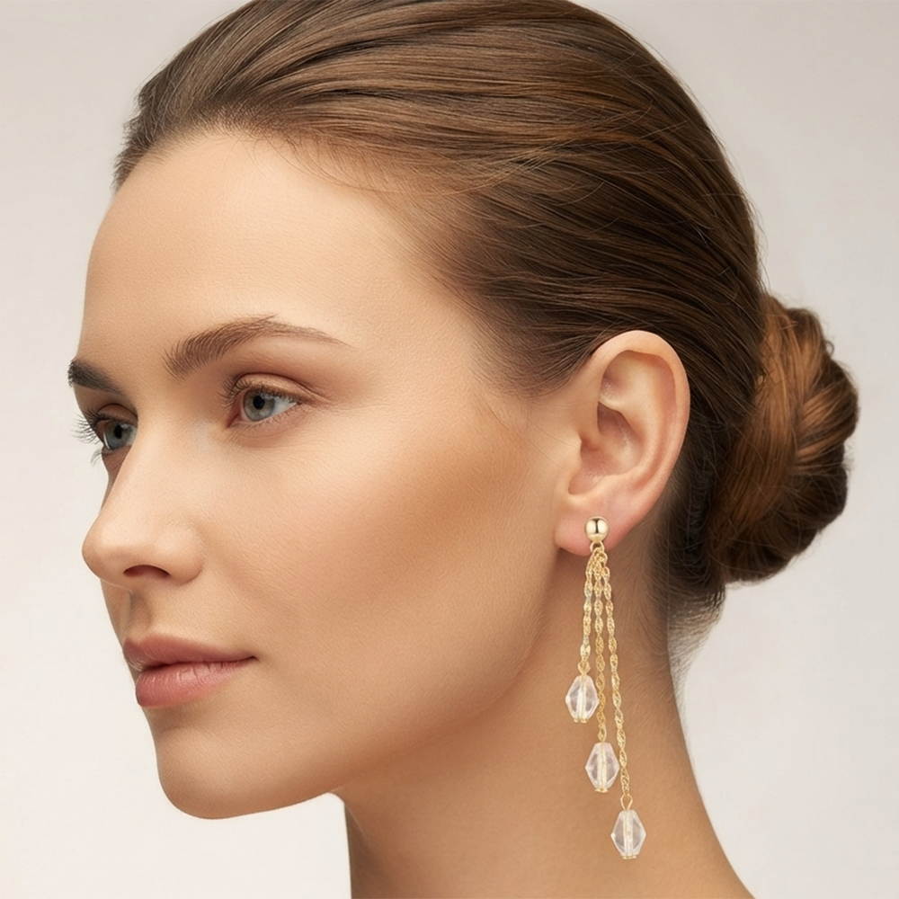 The99Jewel Magnificent Gold Plated Crystal Stone Dangler Earrings for Women
