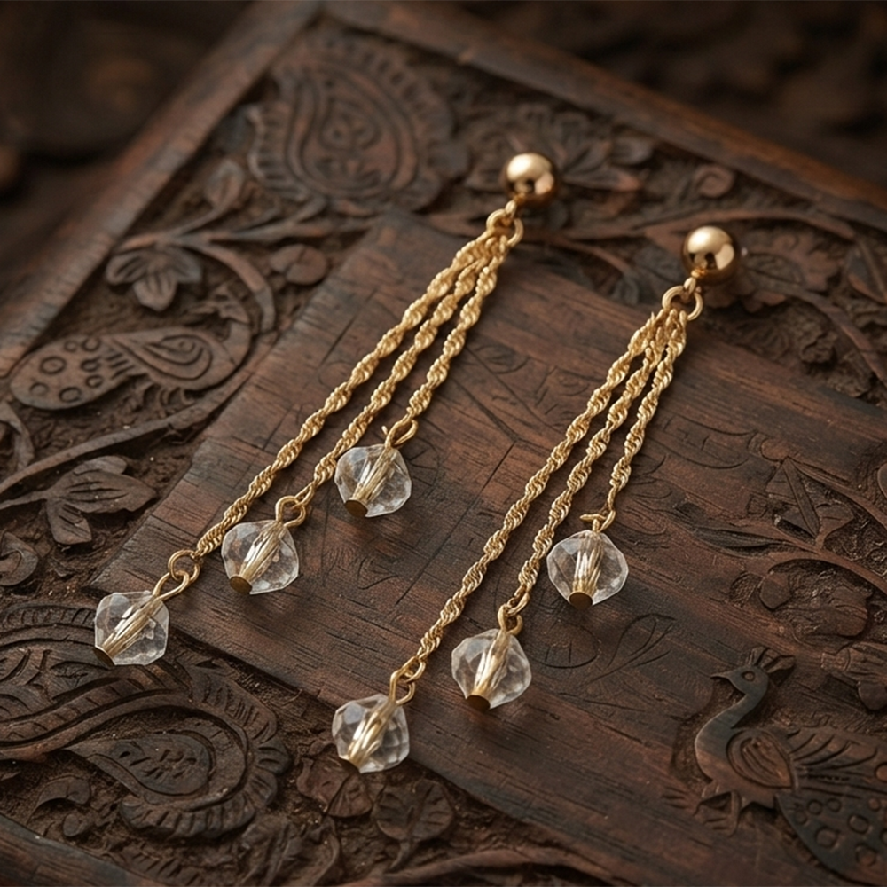 The99Jewel Magnificent Gold Plated Crystal Stone Dangler Earrings for Women
