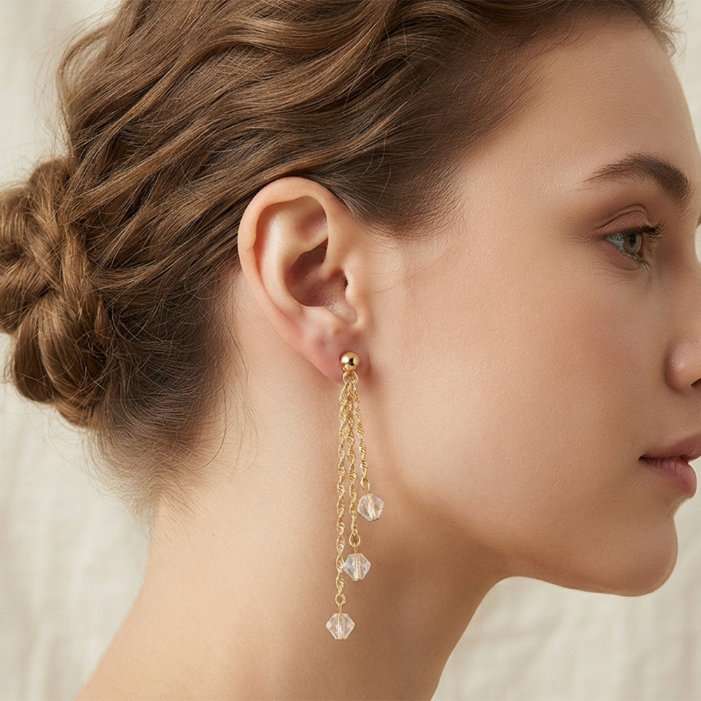 The99Jewel Magnificent Gold Plated Crystal Stone Dangler Earrings for Women