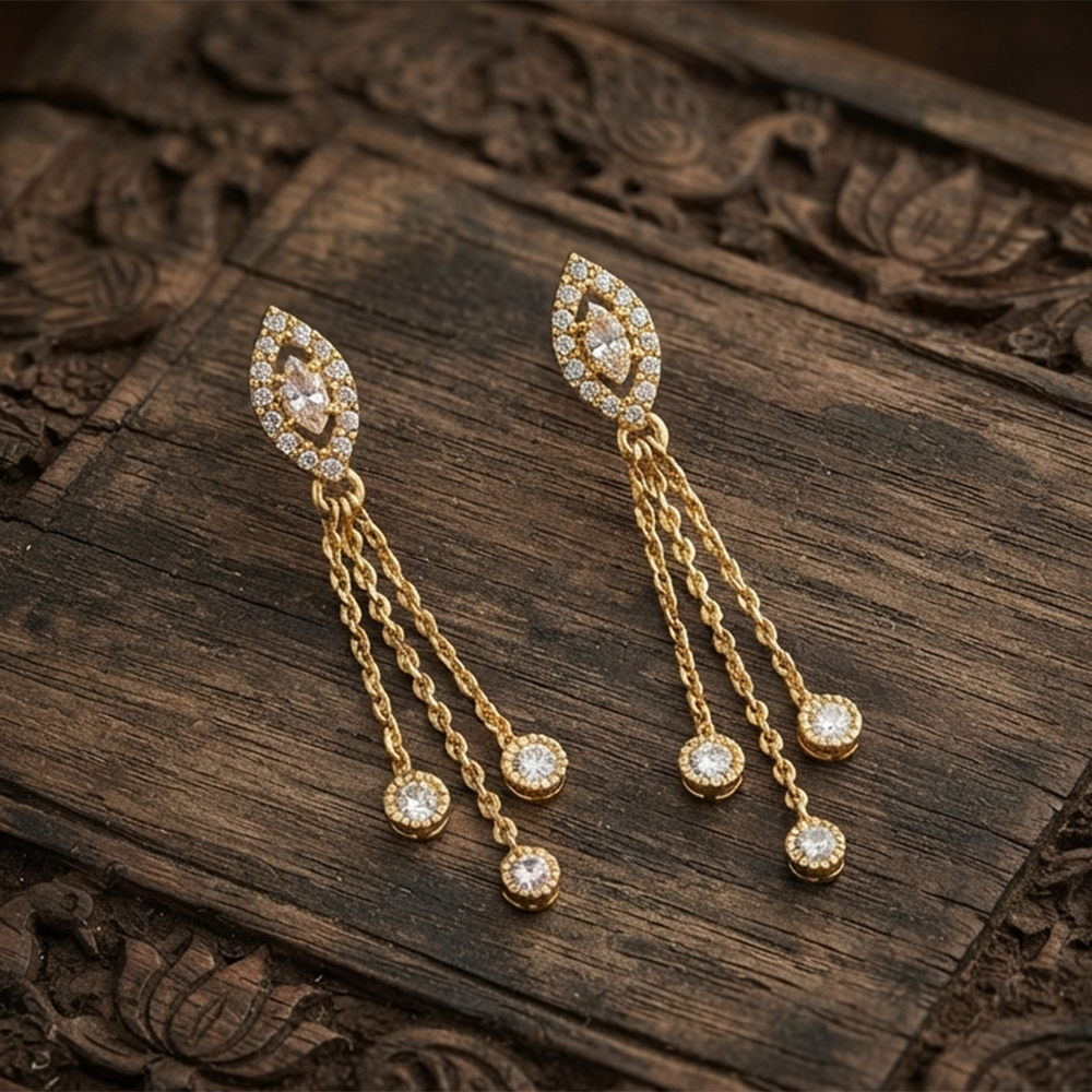 The99Jewel Magnificent Gold Plated Crystal Stone Dangler Earrings for Women