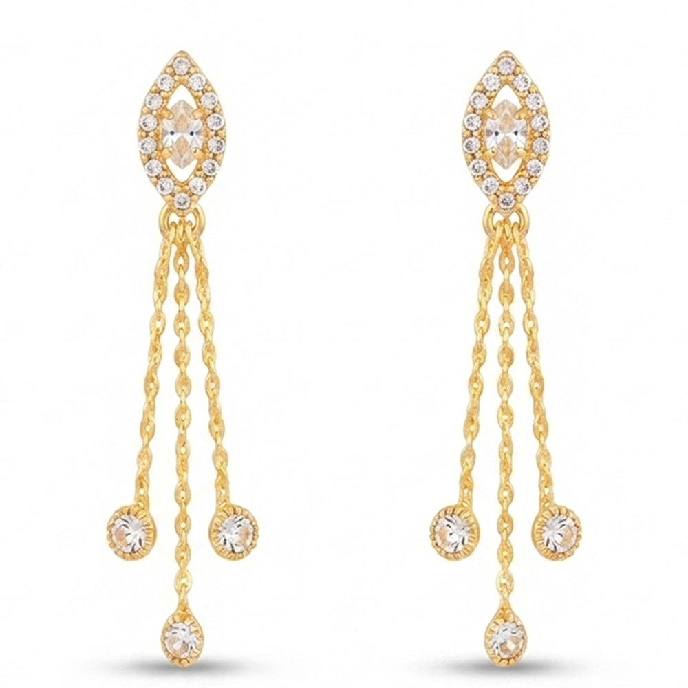 The99Jewel Magnificent Gold Plated Crystal Stone Dangler Earrings for Women