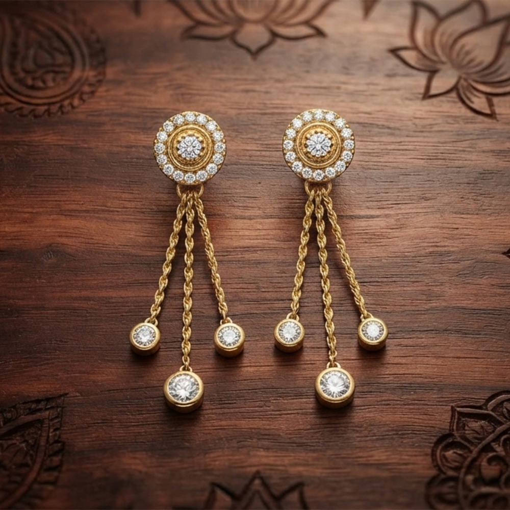 The99Jewel Magnificent Gold Plated Crystal Stone Dangler Earrings for Women