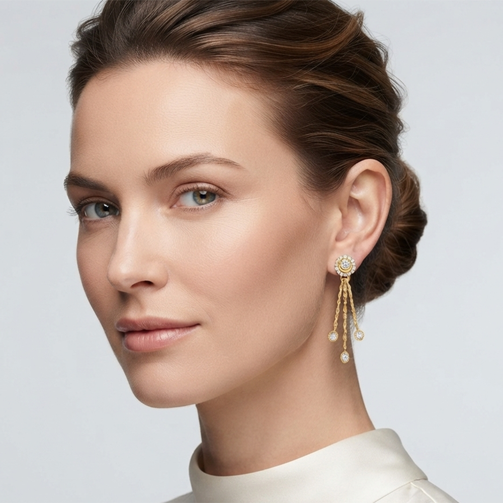 The99Jewel Magnificent Gold Plated Crystal Stone Dangler Earrings for Women
