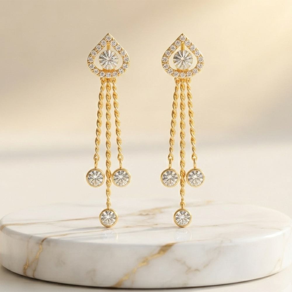 The99Jewel Magnificent Gold Plated Crystal Stone Dangler Earrings for Women