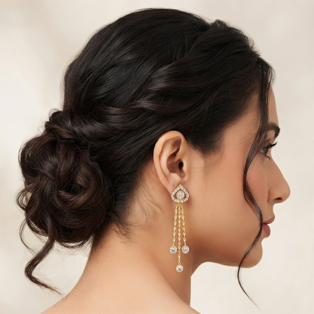 The99Jewel Magnificent Gold Plated Crystal Stone Dangler Earrings for Women
