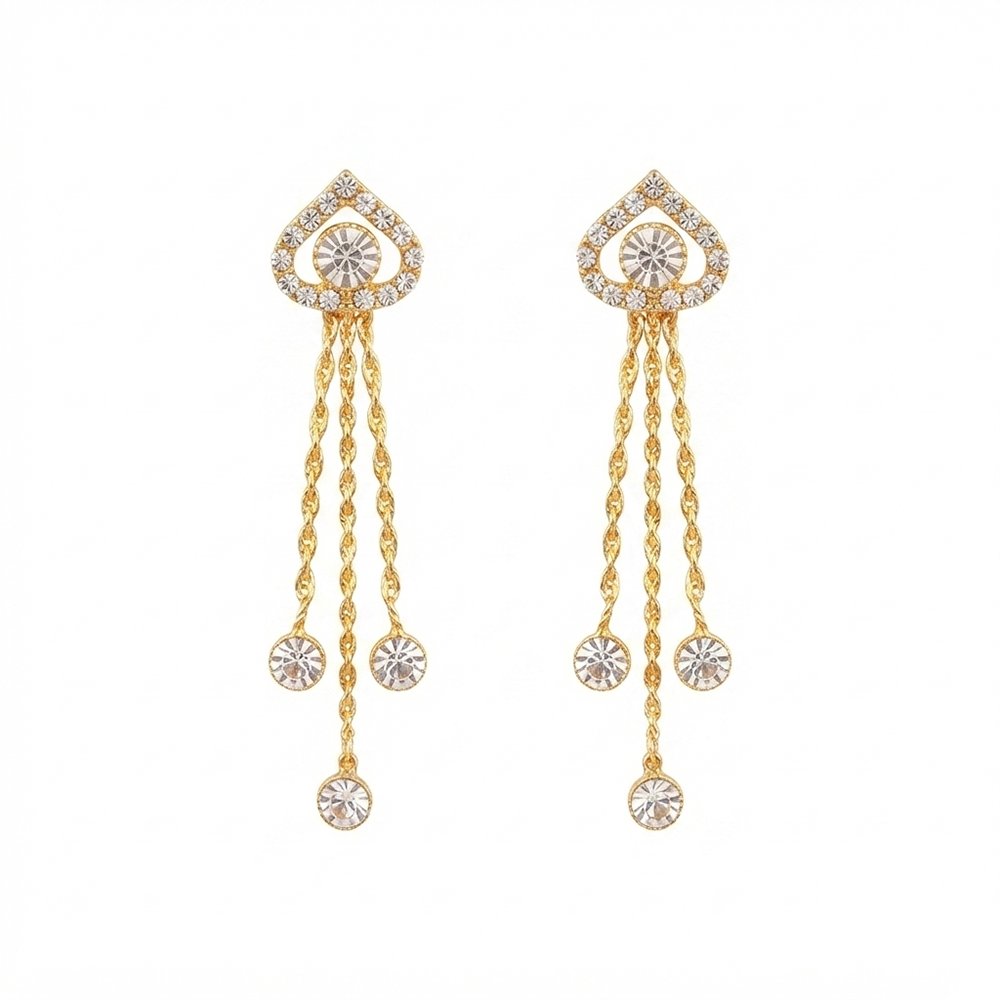 The99Jewel Magnificent Gold Plated Crystal Stone Dangler Earrings for Women