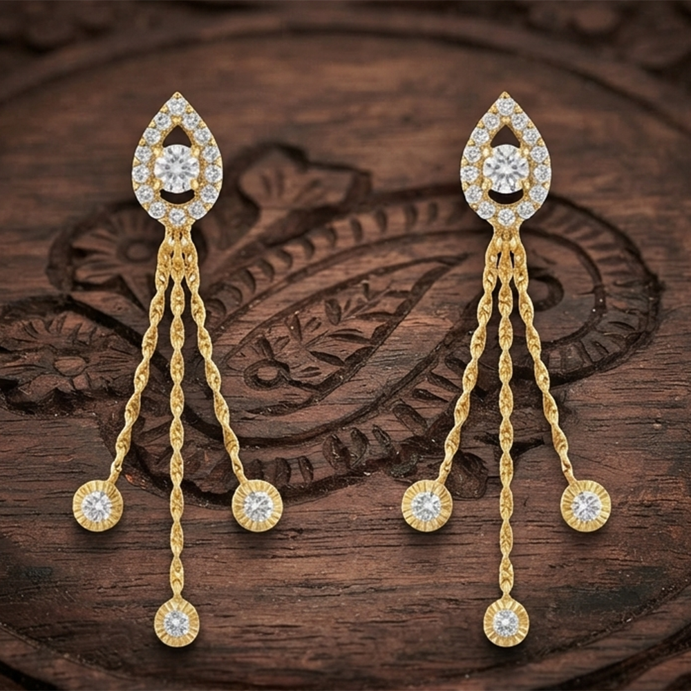 The99Jewel Magnificent Gold Plated Crystal Stone Dangler Earrings for Women