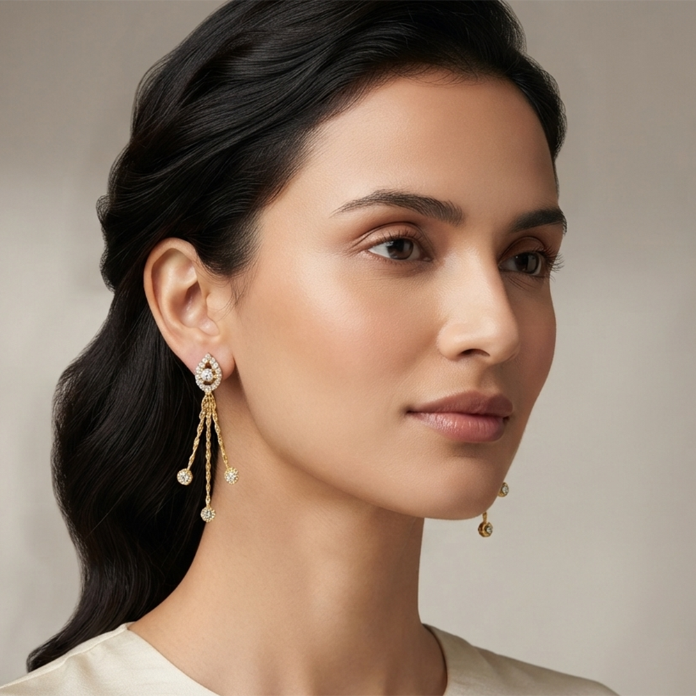 The99Jewel Magnificent Gold Plated Crystal Stone Dangler Earrings for Women
