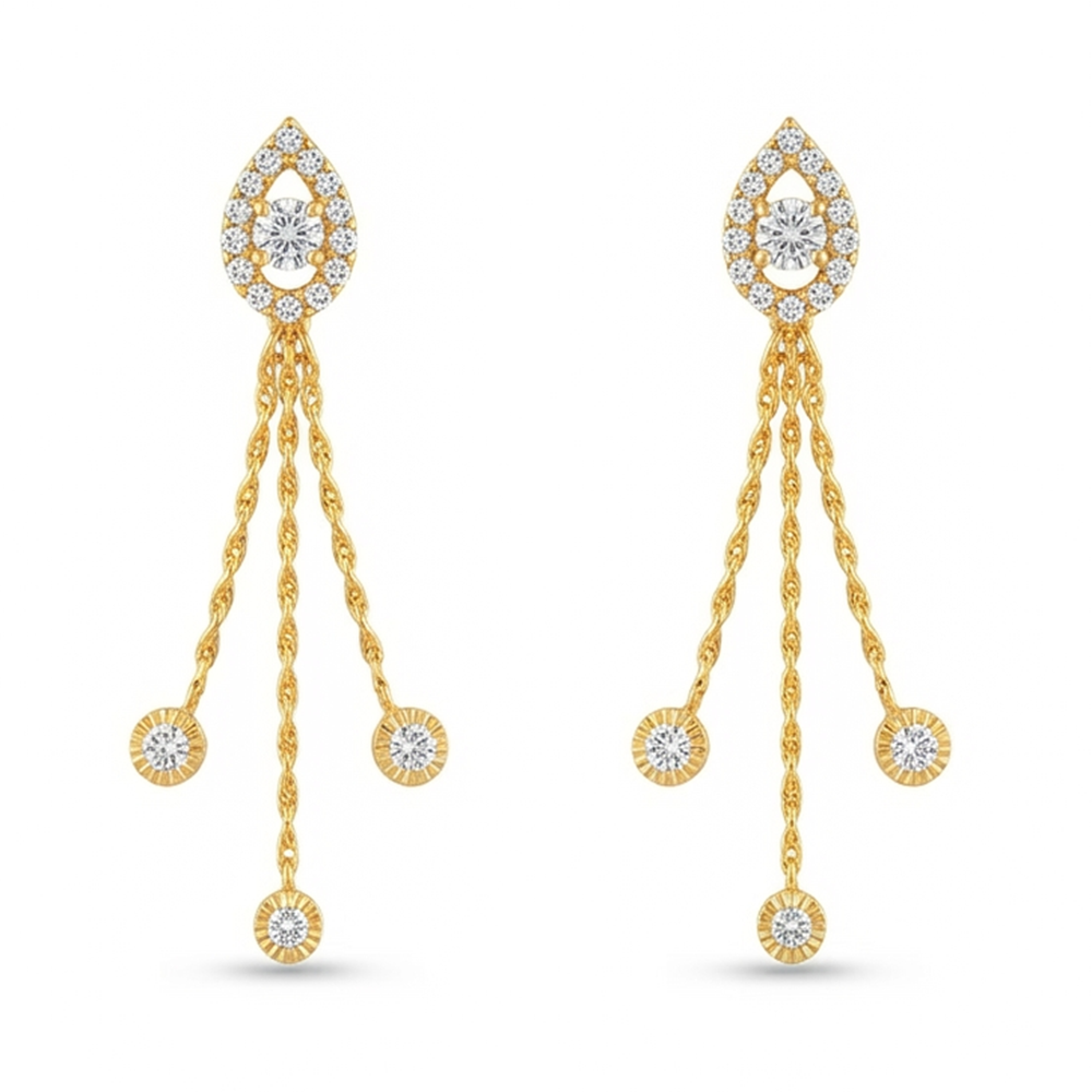 The99Jewel Magnificent Gold Plated Crystal Stone Dangler Earrings for Women