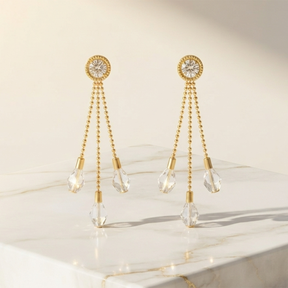 The99Jewel Magnificent Gold Plated Crystal Stone Dangler Earrings for Women