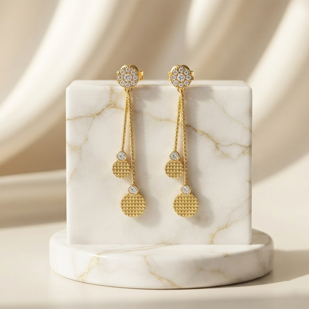 The99Jewel Magnificent Gold Plated Crystal Stone Dangler Earrings for Women
