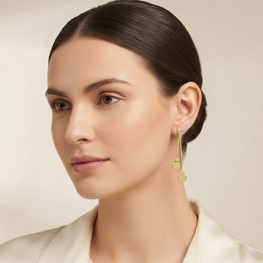 The99Jewel Magnificent Gold Plated Crystal Stone Dangler Earrings for Women
