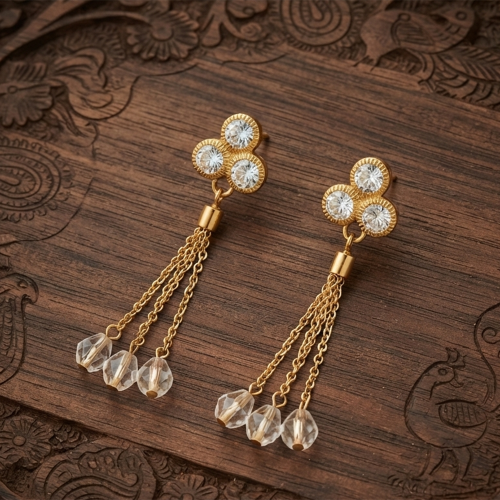 The99Jewel Magnificent Gold Plated Crystal Stone Dangler Earrings for Women