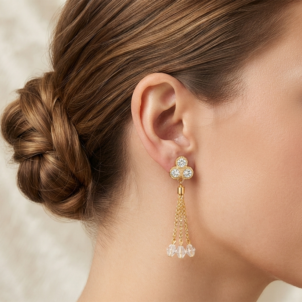 The99Jewel Magnificent Gold Plated Crystal Stone Dangler Earrings for Women