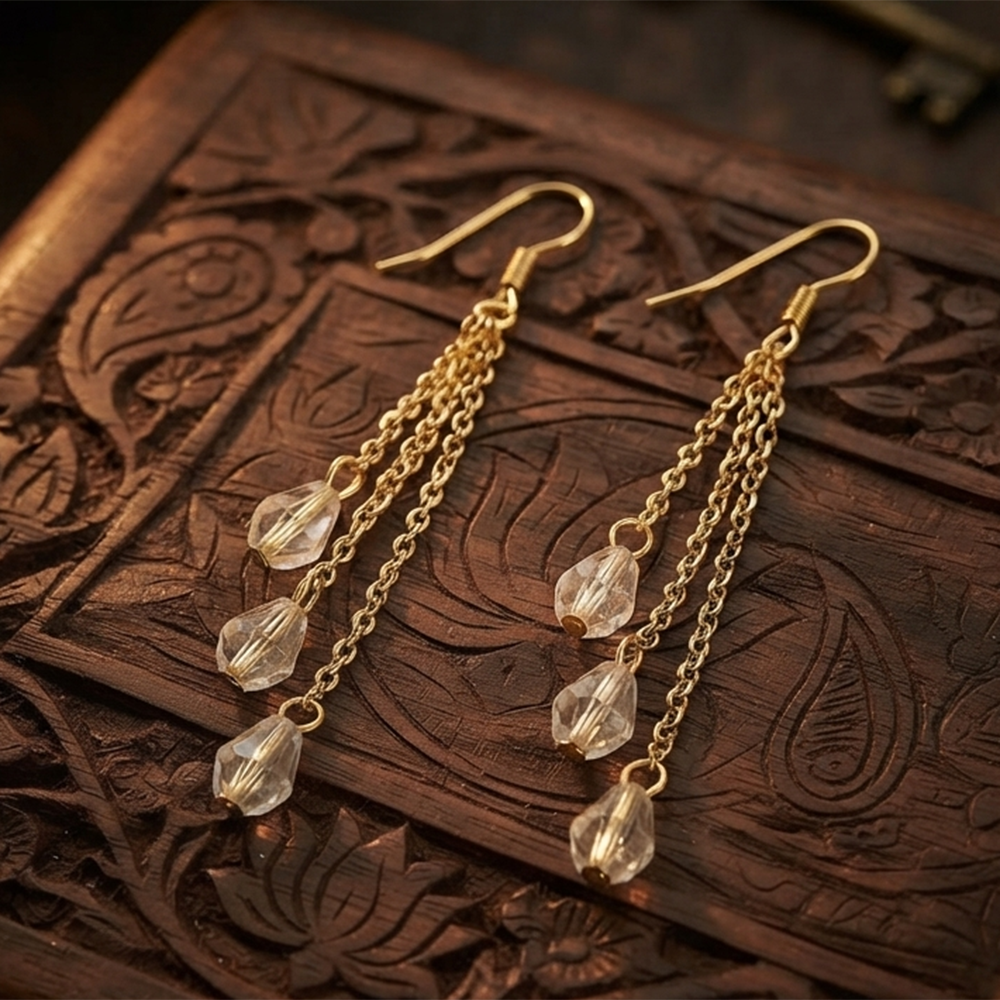 The99Jewel Magnificent Gold Plated Crystal Stone Dangler Earrings for Women