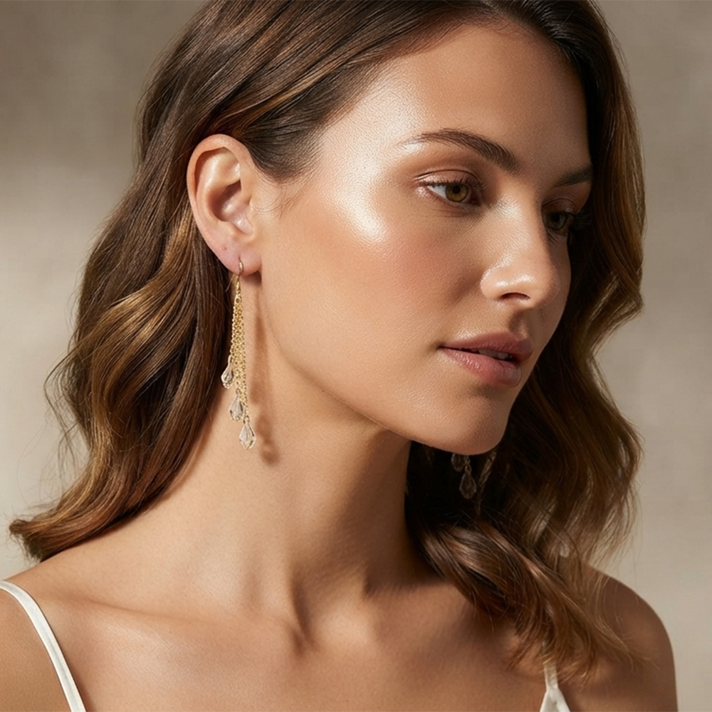 The99Jewel Magnificent Gold Plated Crystal Stone Dangler Earrings for Women