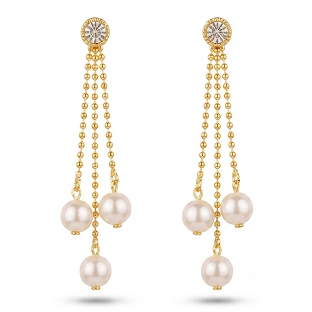 The99Jewel Magnificent Gold Plated Pearl Dangler Earrings for Women