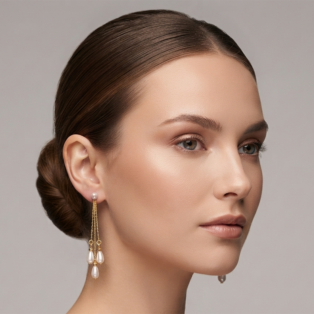 The99Jewel Magnificent Gold Plated Pearl Dangler Earrings for Women