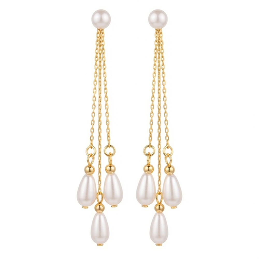 The99Jewel Magnificent Gold Plated Pearl Dangler Earrings for Women