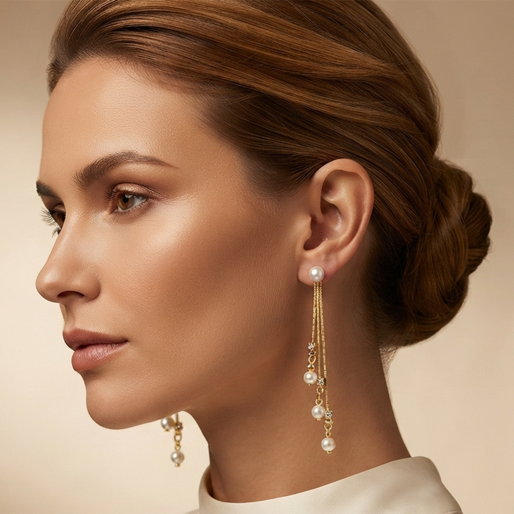 The99Jewel Magnificent Gold Plated Crystal Stone Dangler Earrings for Women