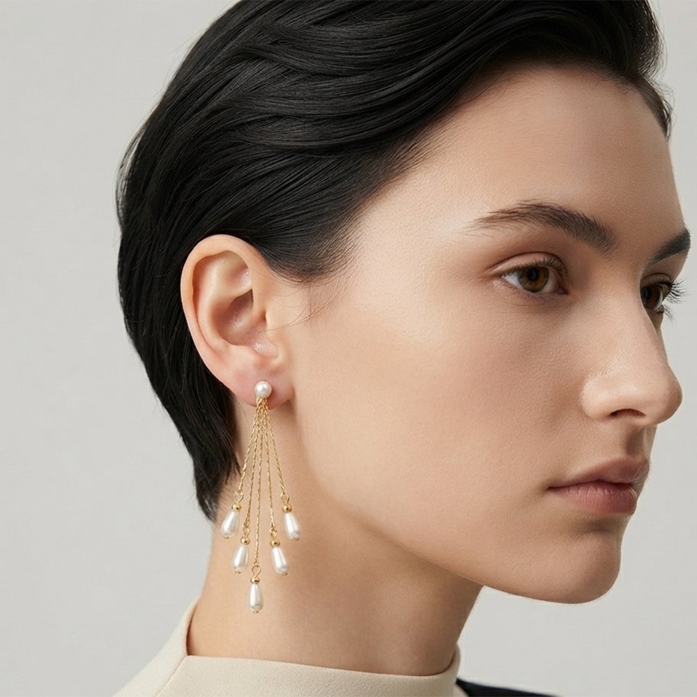 The99Jewel Magnificent Gold Plated Pearl Dangler Earrings for Women