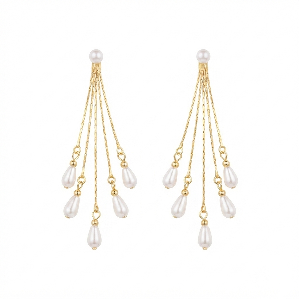 The99Jewel Magnificent Gold Plated Pearl Dangler Earrings for Women