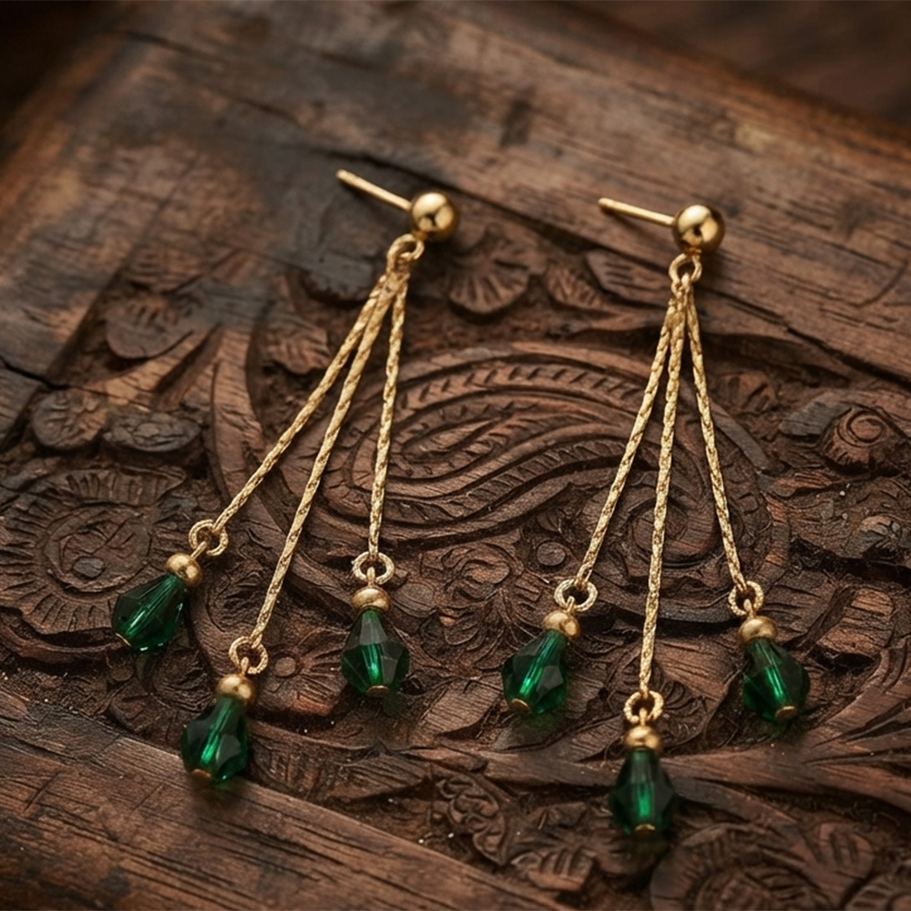 The99Jewel Magnificent Gold Plated Crystal Stone Dangler Earrings for Women
