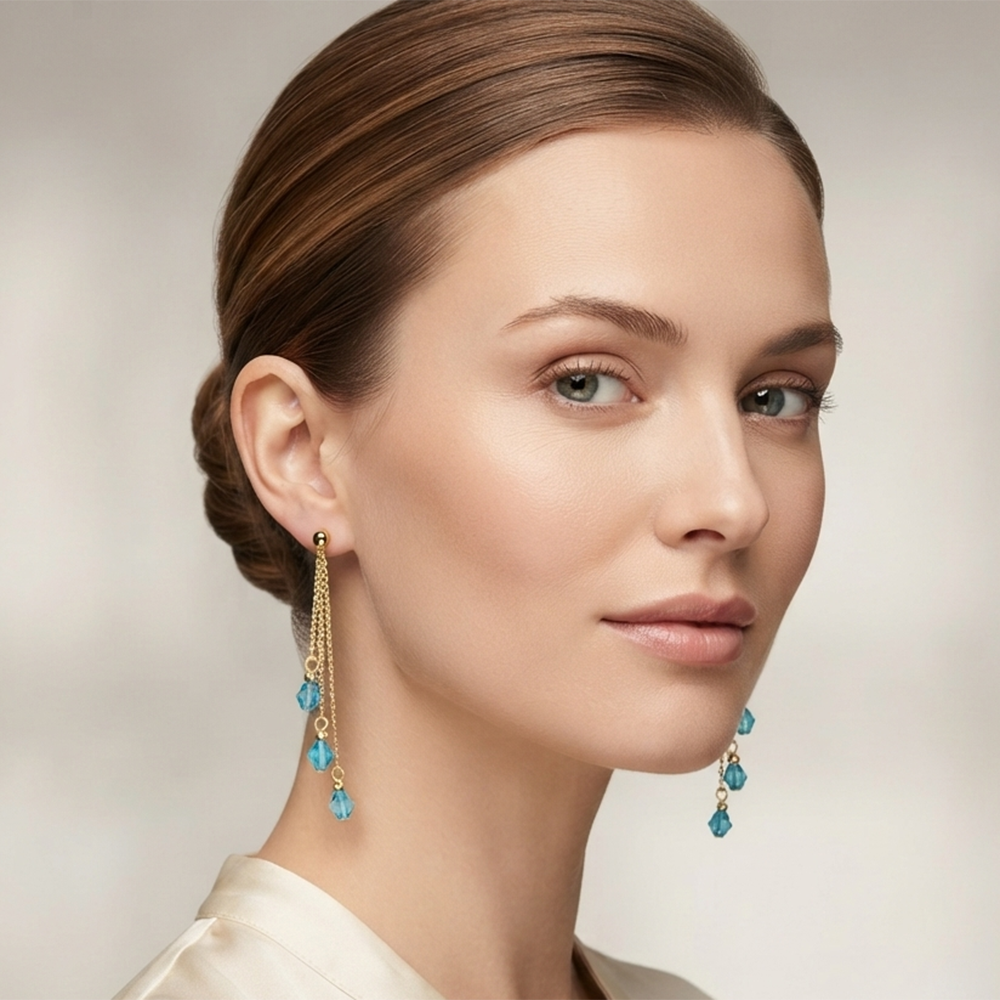 The99Jewel Magnificent Gold Plated Crystal Stone Dangler Earrings for Women