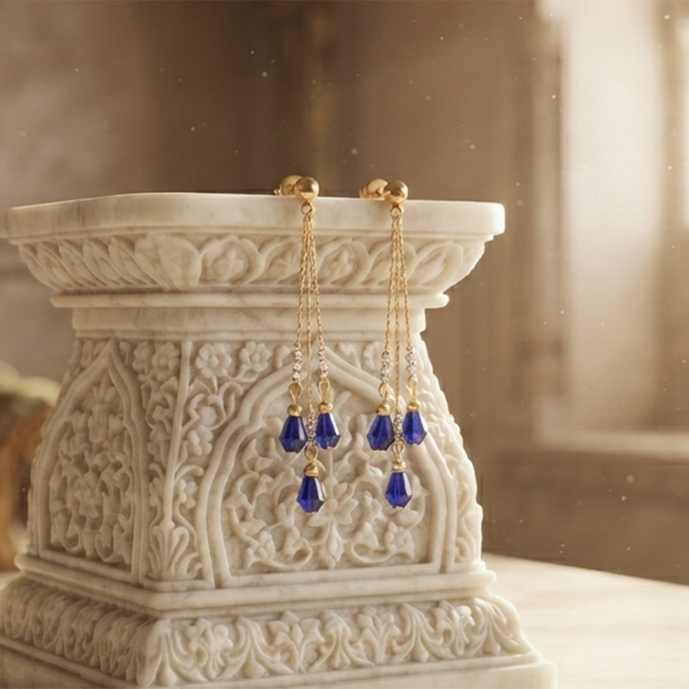 The99Jewel Magnificent Gold Plated Crystal Stone Dangler Earrings for Women