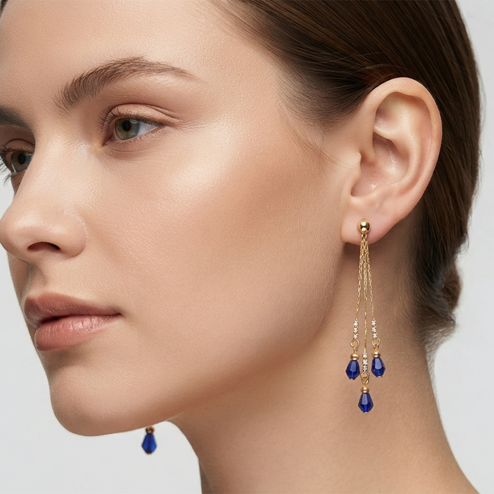 The99Jewel Magnificent Gold Plated Crystal Stone Dangler Earrings for Women