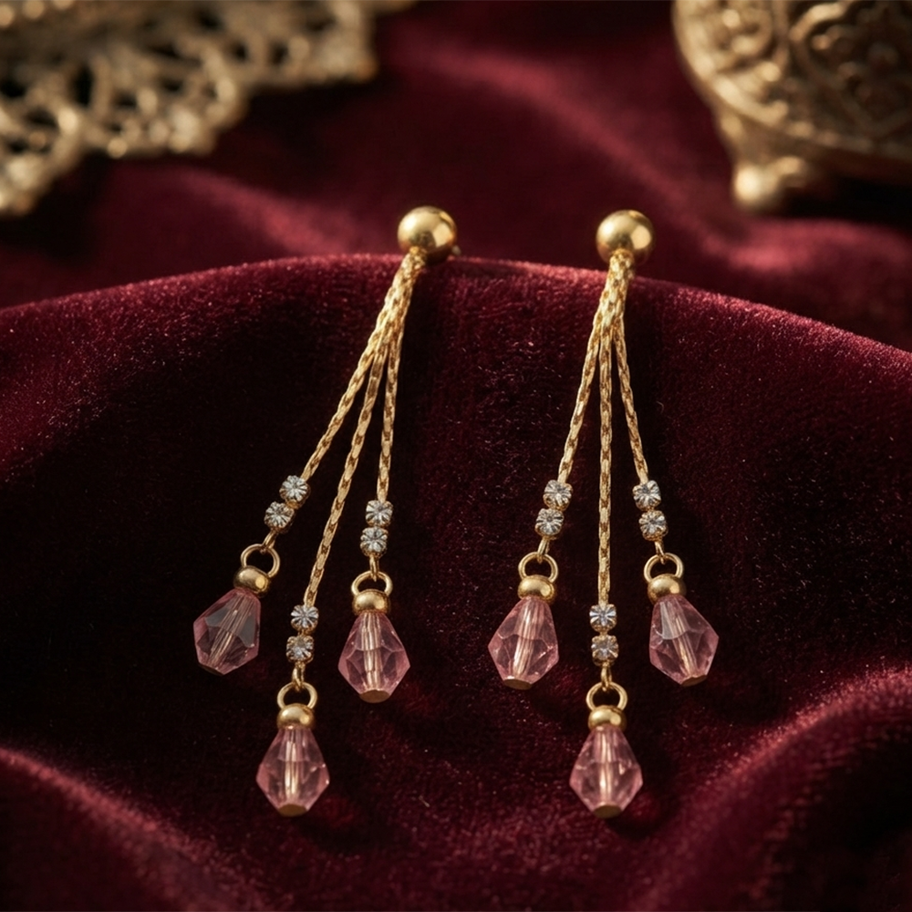 The99Jewel Magnificent Gold Plated Crystal Stone Dangler Earrings for Women