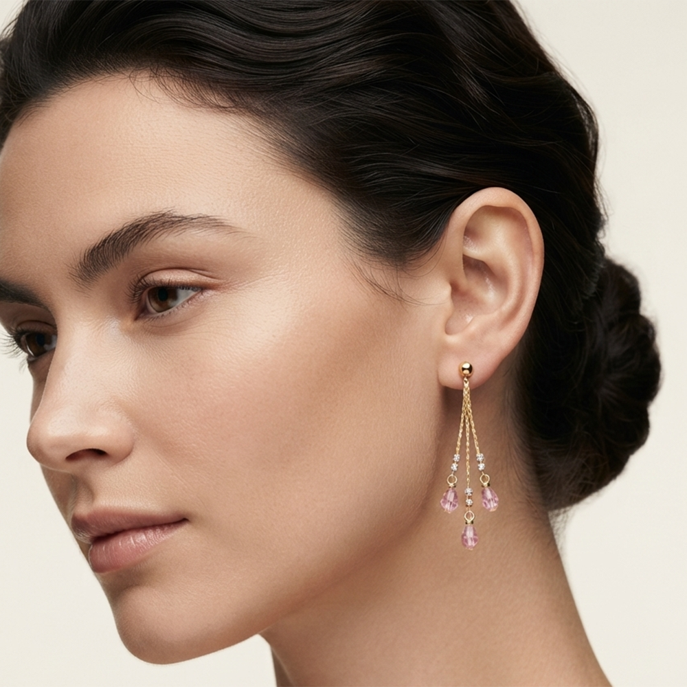 The99Jewel Magnificent Gold Plated Crystal Stone Dangler Earrings for Women
