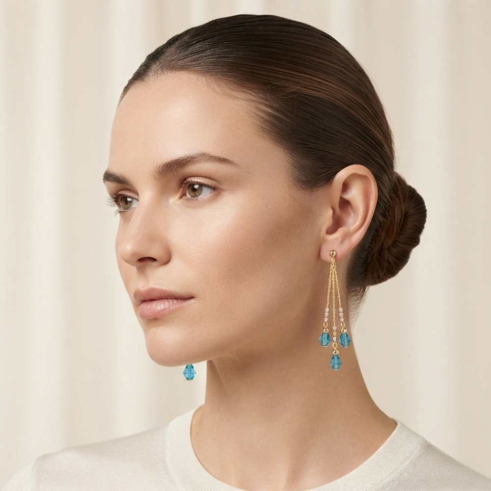 The99Jewel Magnificent Gold Plated Crystal Stone Dangler Earrings for Women