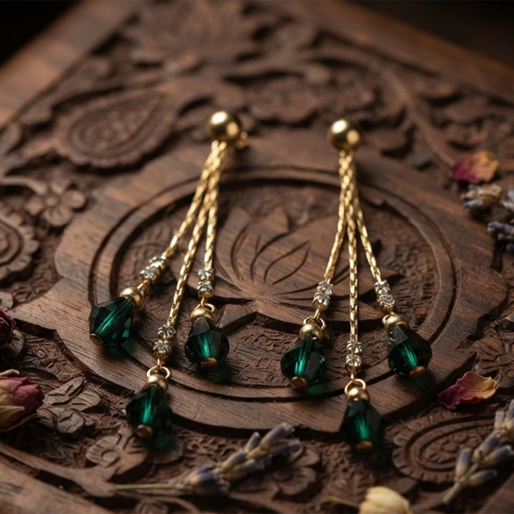 The99Jewel Magnificent Gold Plated Crystal Stone Dangler Earrings for Women