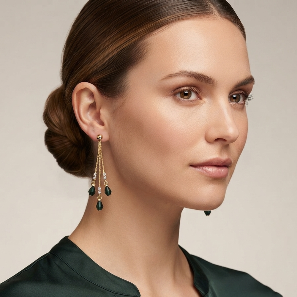 The99Jewel Magnificent Gold Plated Crystal Stone Dangler Earrings for Women