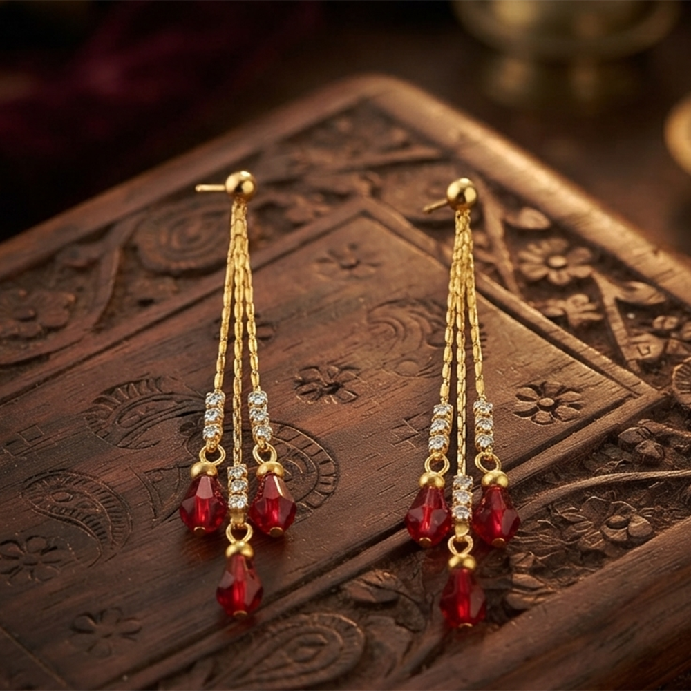 The99Jewel Magnificent Gold Plated Crystal Stone Dangler Earrings for Women