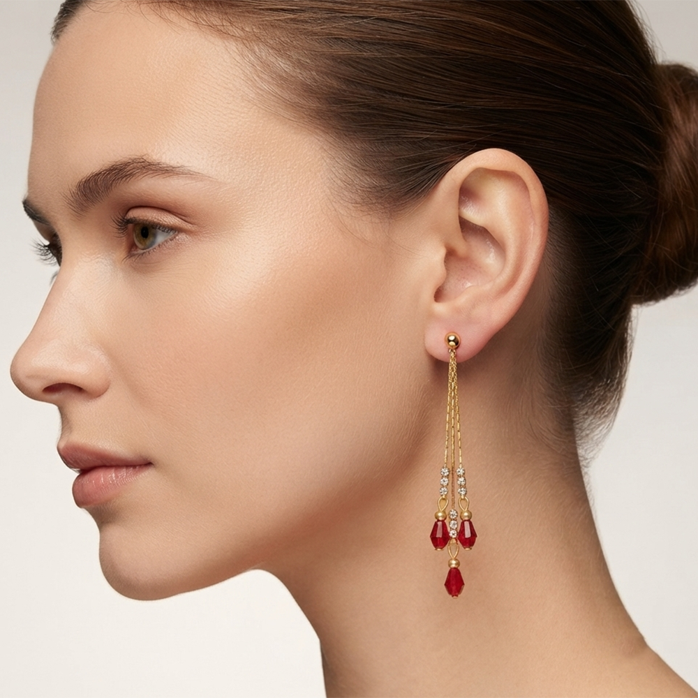 The99Jewel Magnificent Gold Plated Crystal Stone Dangler Earrings for Women