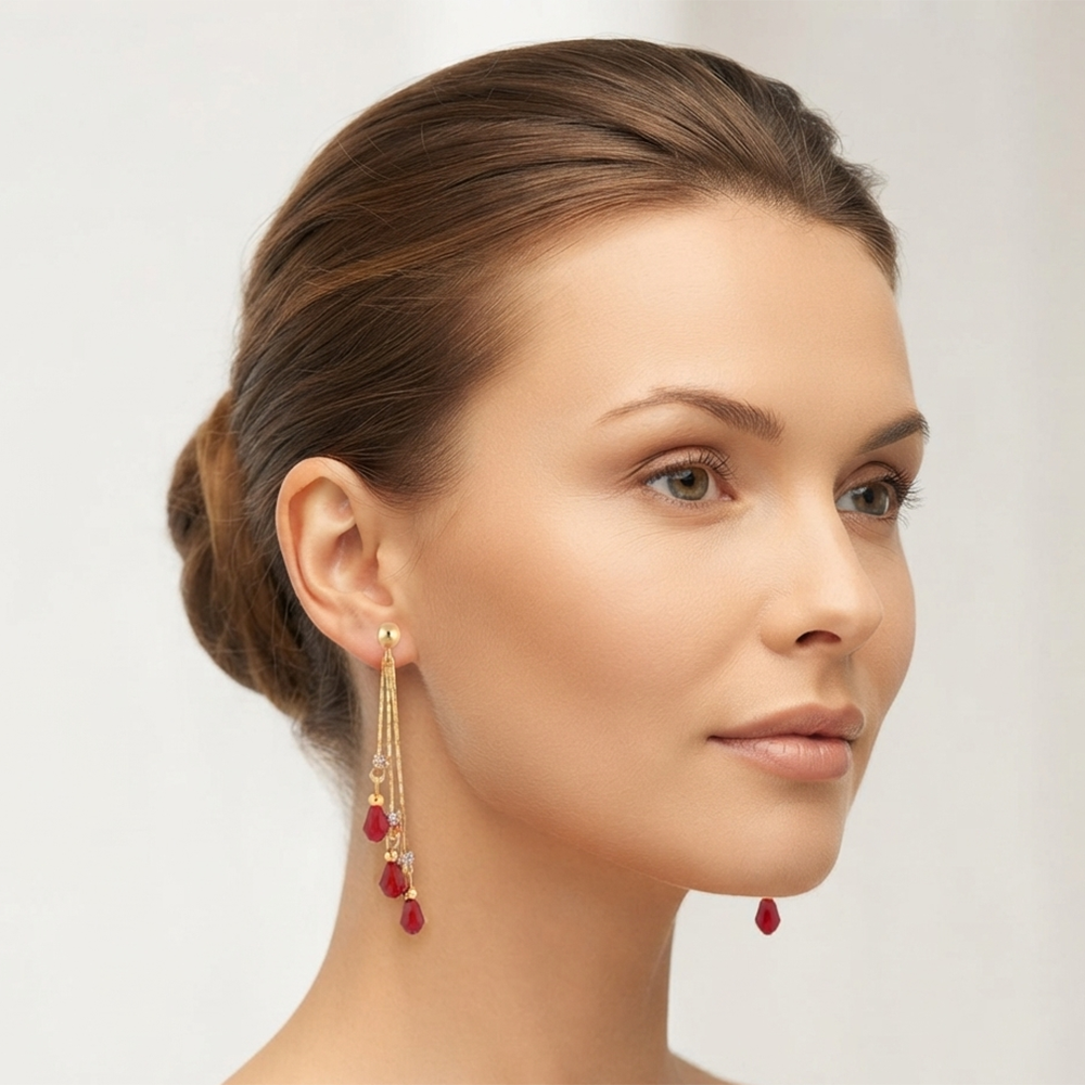 The99Jewel Magnificent Gold Plated Crystal Stone Dangler Earrings for Women