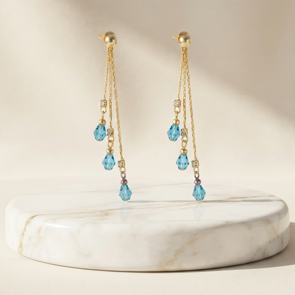 The99Jewel Magnificent Gold Plated Crystal Stone Dangler Earrings for Women