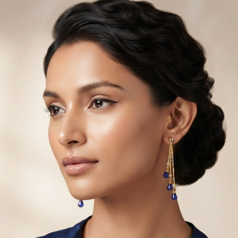 The99Jewel Magnificent Gold Plated Crystal Stone Dangler Earrings for Women